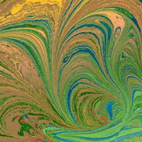 Liquid abstract shapes in mint color